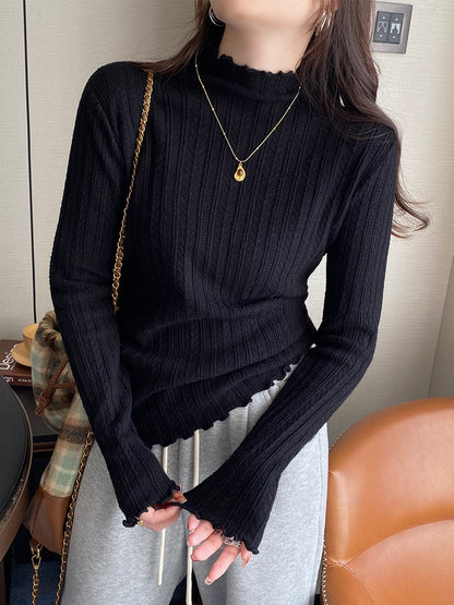 💕現貨秒出🍓溫柔春秋小香風半高領針織上衣