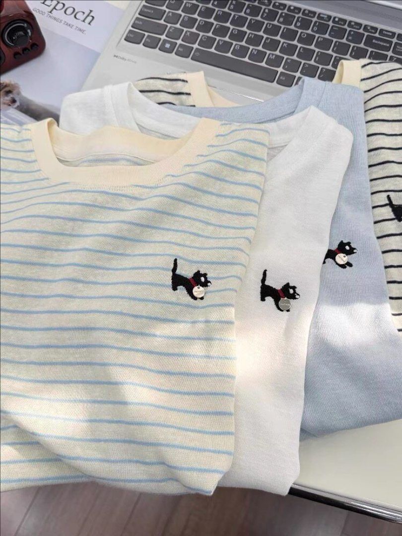 🐩韓系小狗狗刺繡簡約上衣(有大尺碼)