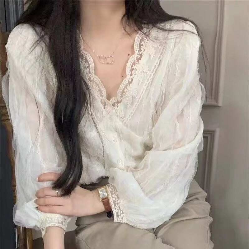 法式甜美溫柔襯衫上衣(有大尺碼)