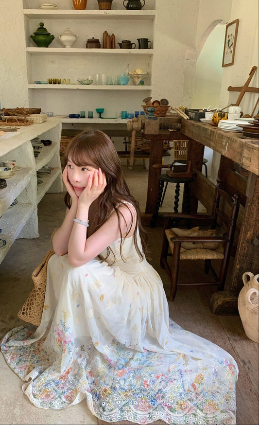 💕現貨秒出🍓秘境花園海邊度假吊帶長裙