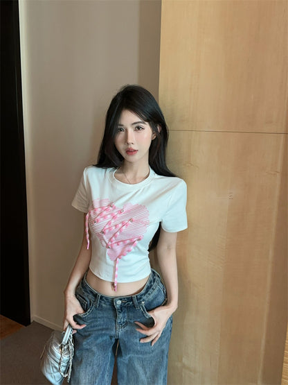 可鹹可甜高級百搭飄帶短袖上衣