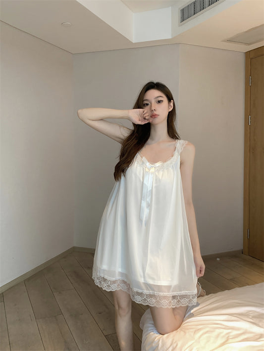 💕現貨秒出🍓法式居家性感蕾絲吊帶公主睡衣裙