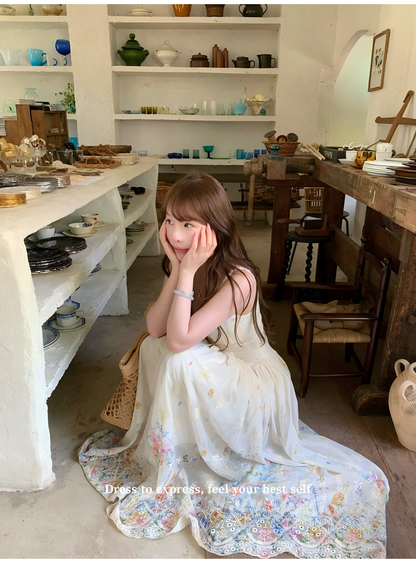 秘境花園海邊度假吊帶長裙