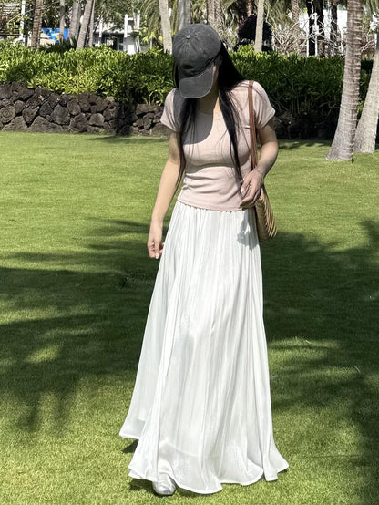 💕現貨秒出🍓🔆溫柔高級感夏季流光紗半身裙(有大尺碼)