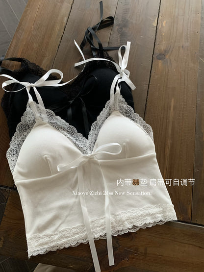 純御蕾絲系帶小背心單品