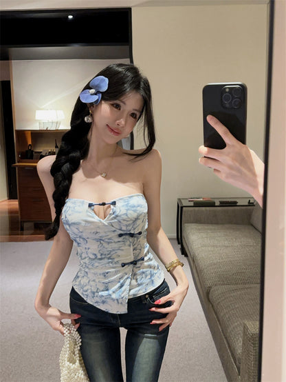 溫柔新中式盤扣顯瘦抹胸單品