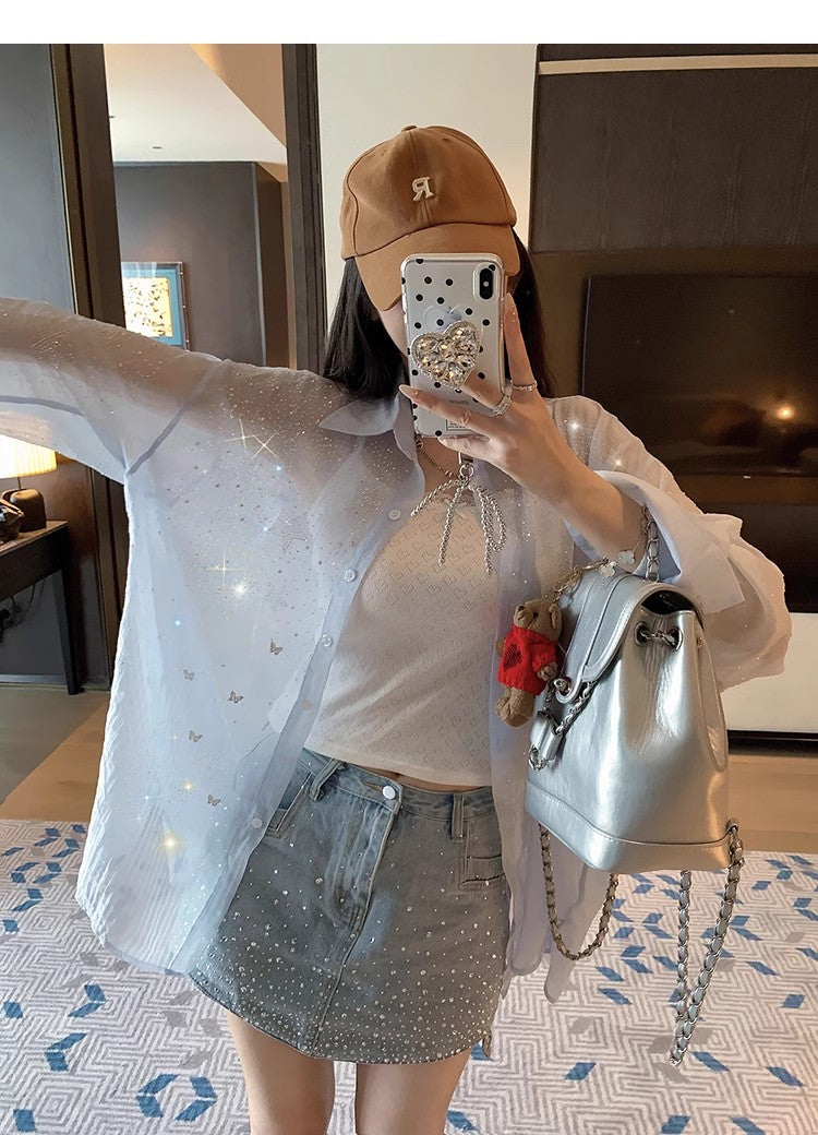 敲溫柔奶藍色薄款防曬外套