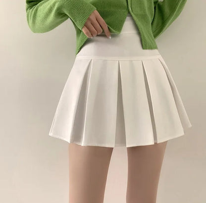 💕現貨秒出🍓chic韓版顯瘦高腰白色百褶裙