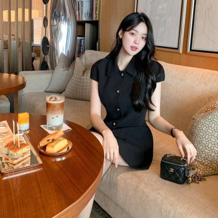 簡約小香風收腰顯瘦小黑裙
