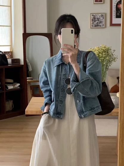 百搭藍色長袖牛仔外套