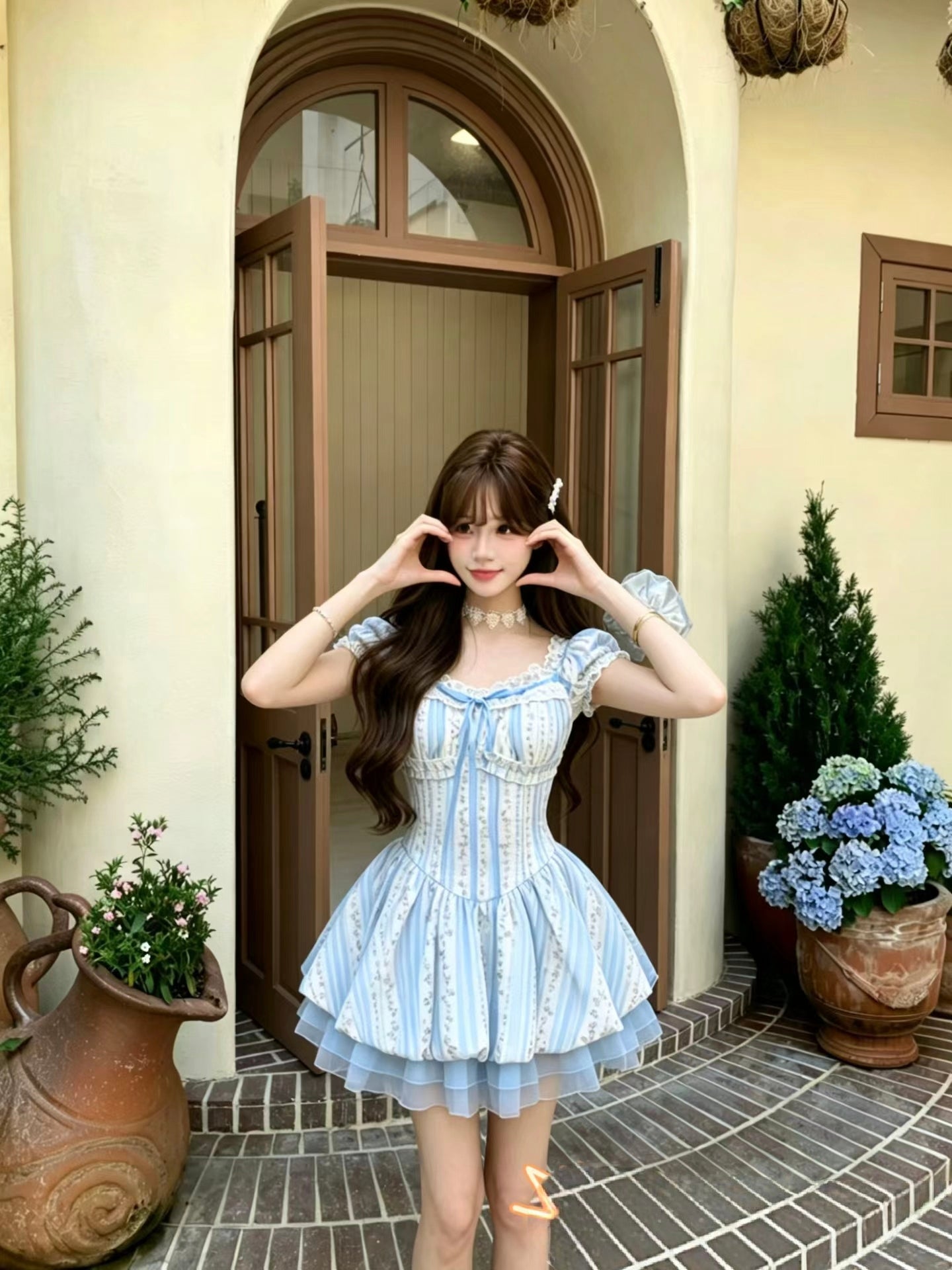 🪻法式紫藤碎花花苞連身短裙