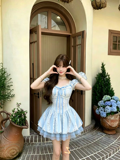 🪻法式紫藤碎花花苞連身短裙