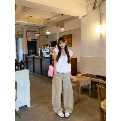 白月光泡泡袖甜美小個子短上衣