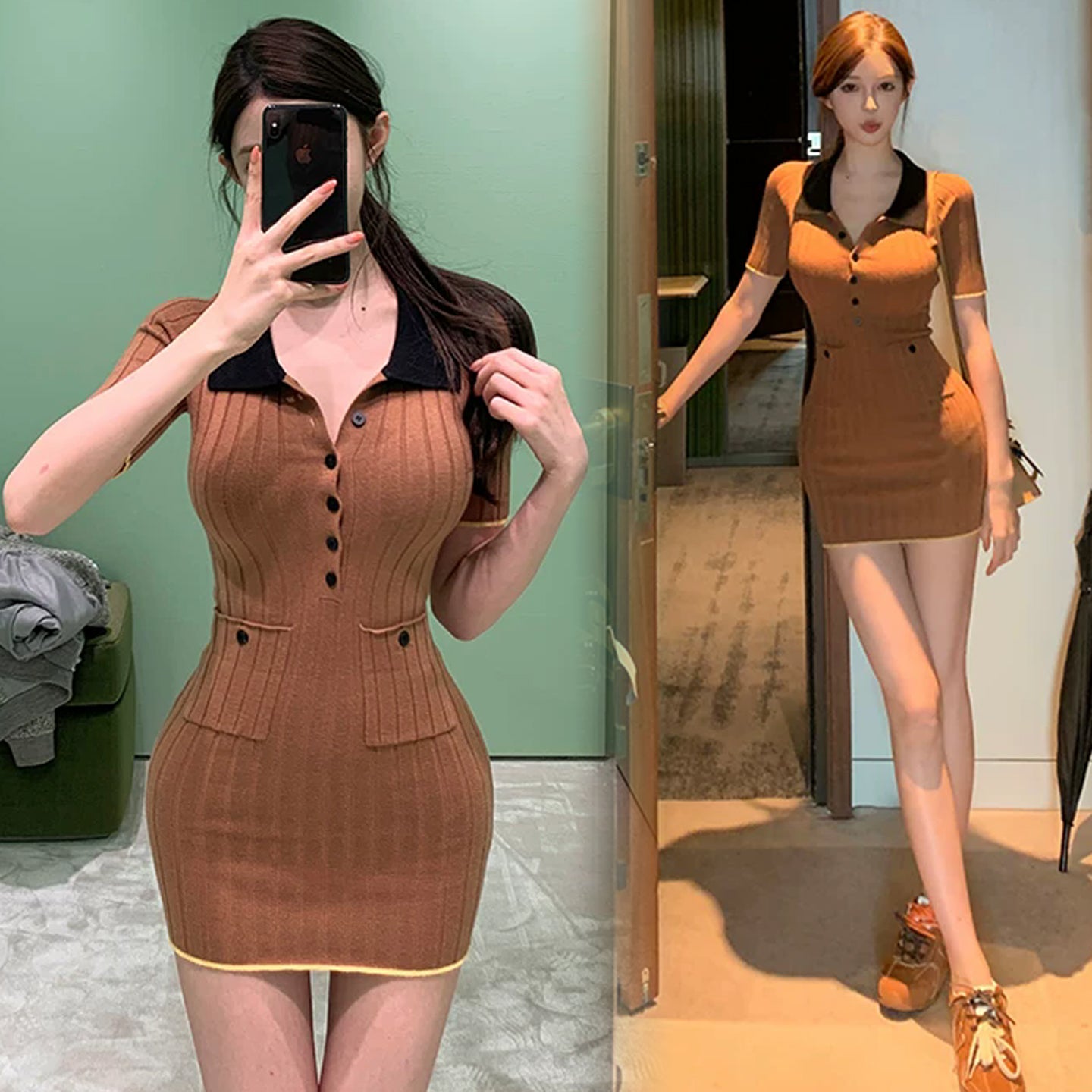 韓系美拉德小香風連衣裙