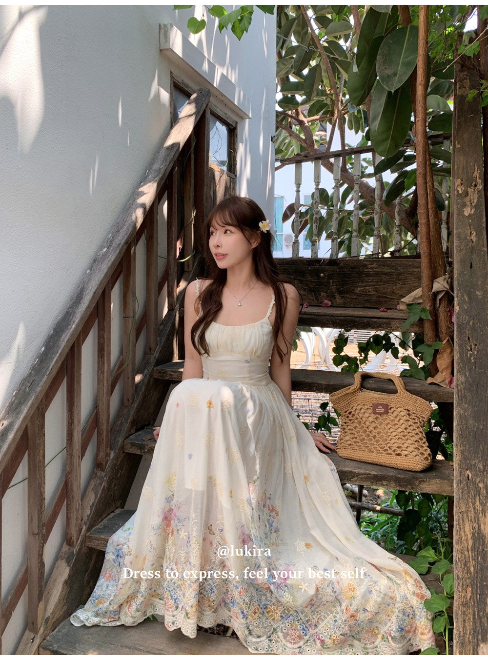 💕現貨秒出🍓秘境花園海邊度假吊帶長裙