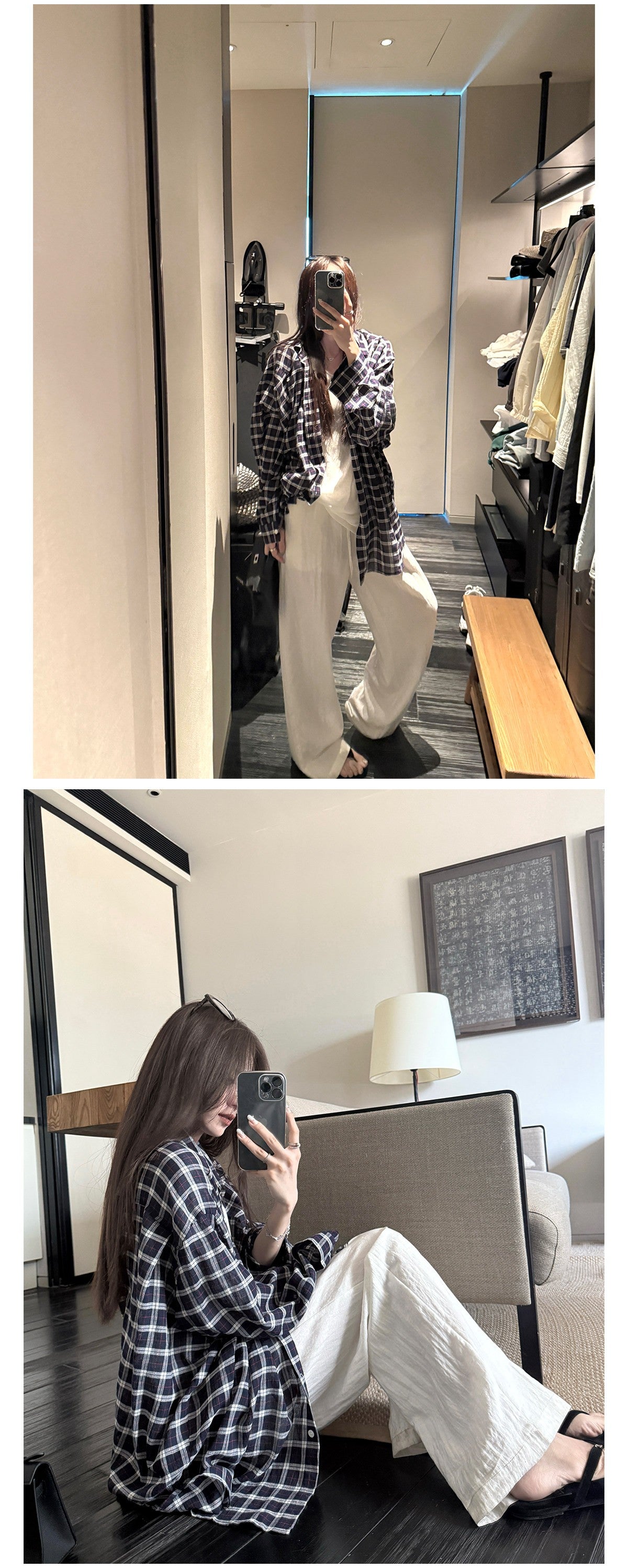 鬆弛休閒極簡寬鬆麻長褲