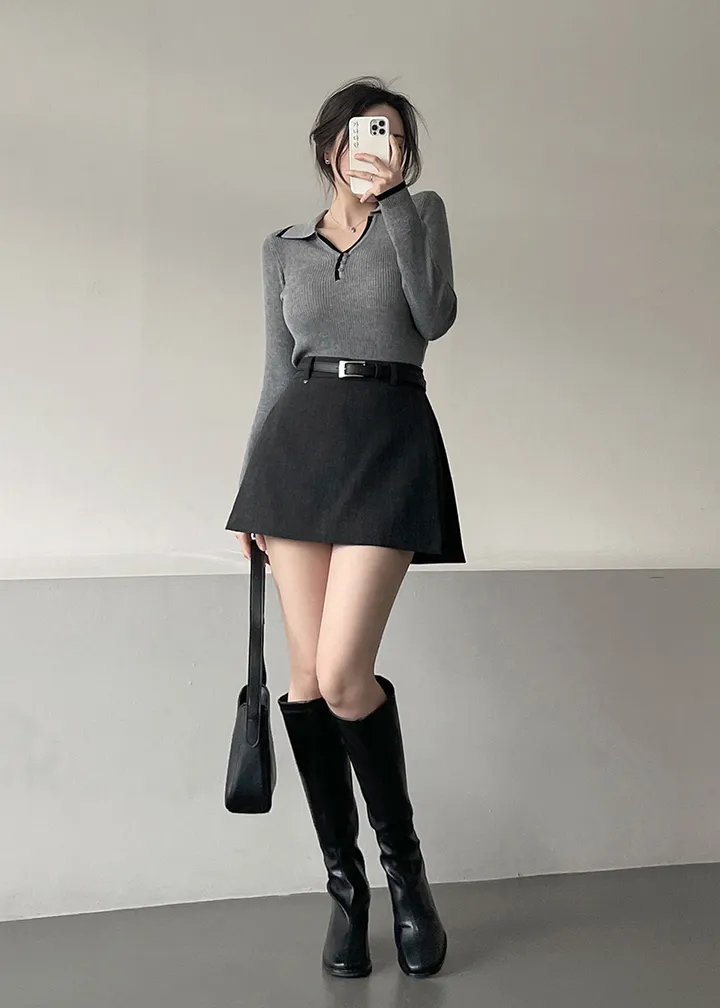 韓版chic西裝半身短裙單品
