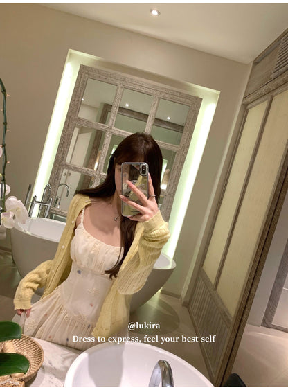 💕現貨秒出🍓秘境花園海邊度假吊帶長裙