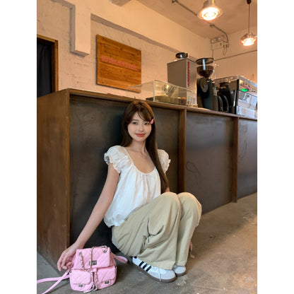 白月光泡泡袖甜美小個子短上衣