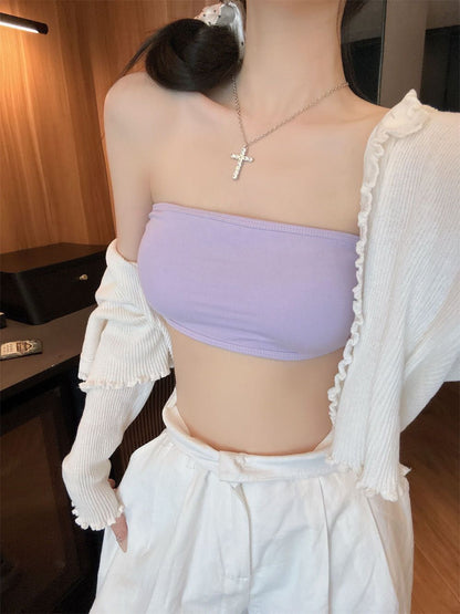 🤍必備防走光露背抹胸背心👙