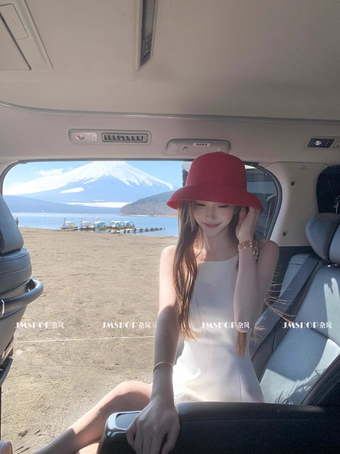 韓系高級無袖收腰素色小洋裝