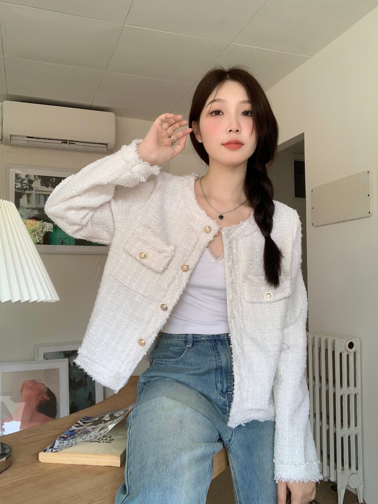 秋季法式名媛小香風短版外套
