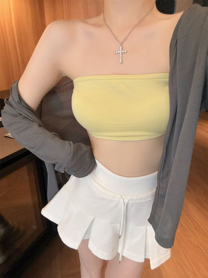🤍必備防走光露背抹胸背心👙
