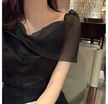 超仙氣質浪漫隱約透明網紗上衣