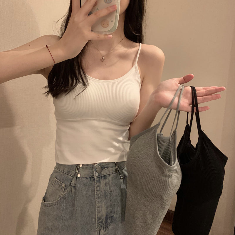 百搭夏季小吊帶帶胸墊背心
