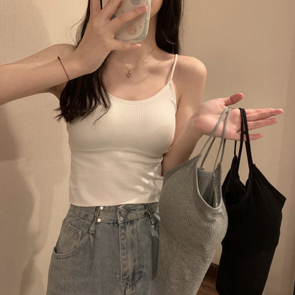 百搭夏季小吊帶帶胸墊背心