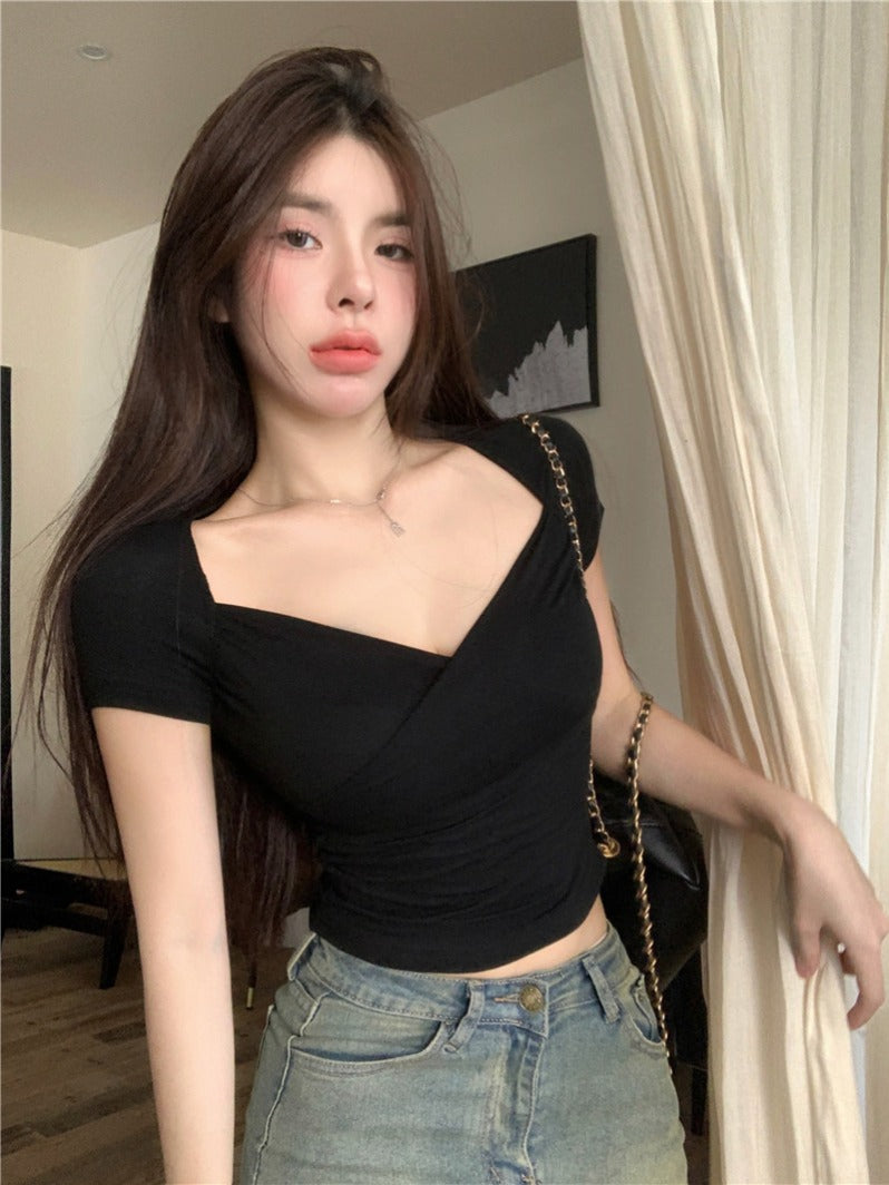 辣妹簡約收腰緊身短T
