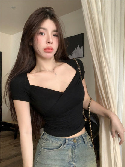 辣妹簡約收腰緊身短T
