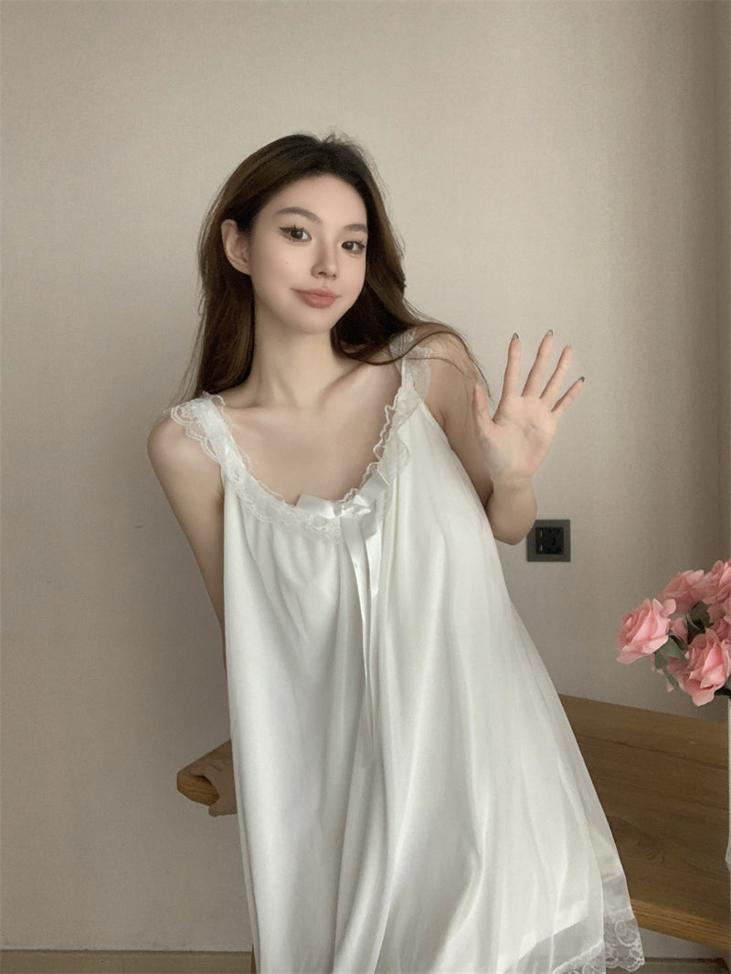 💕現貨秒出🍓法式居家性感蕾絲吊帶公主睡衣裙