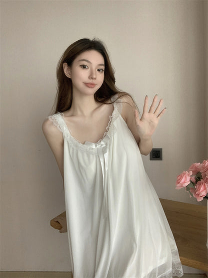 💕現貨秒出🍓法式居家性感蕾絲吊帶公主睡衣裙