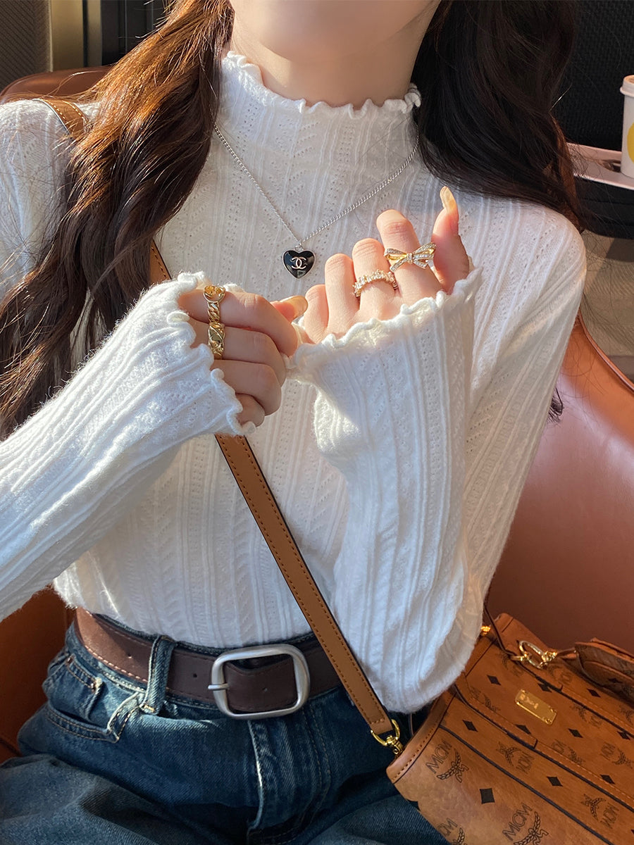 💕現貨秒出🍓溫柔春秋小香風半高領針織上衣