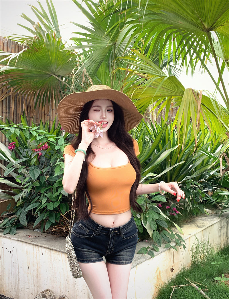 大U領短版上衣