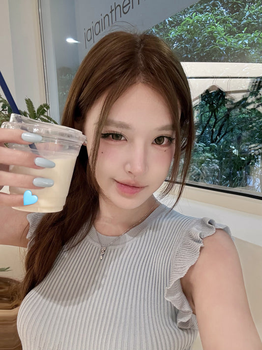 荷葉邊針織無袖上衣