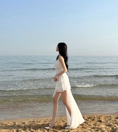 chic度假沙灘氣質不規則短裙