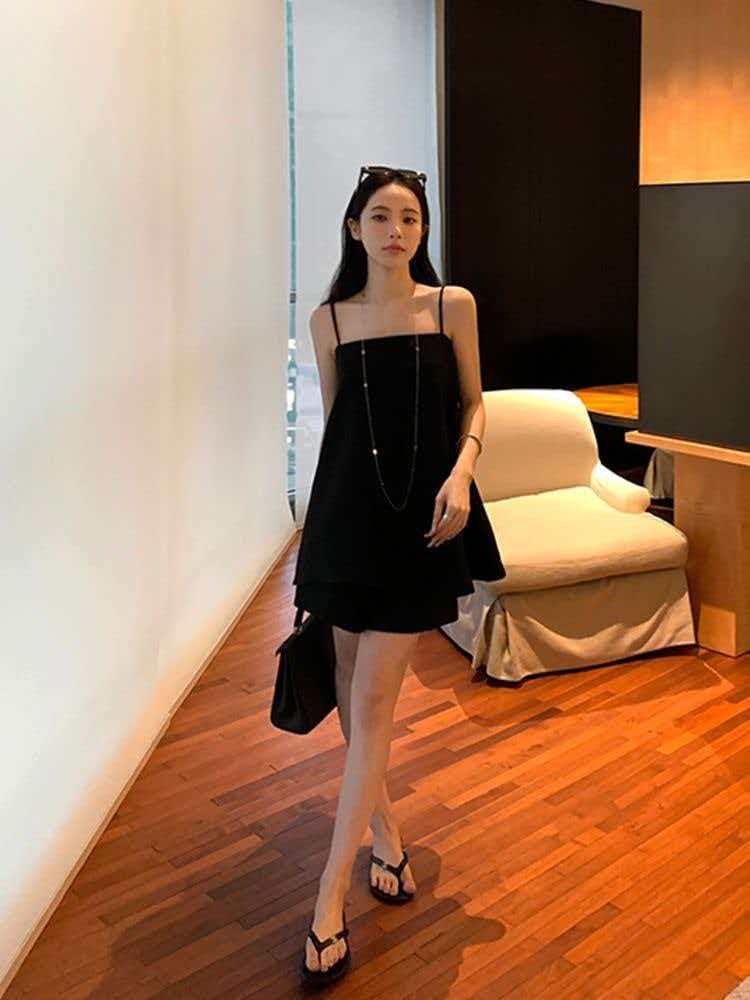 韓系chic高級感吊帶短褲套裝