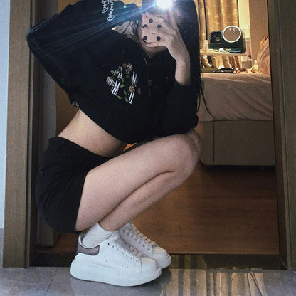 歐美辣妹牛仔高腰顯瘦短褲