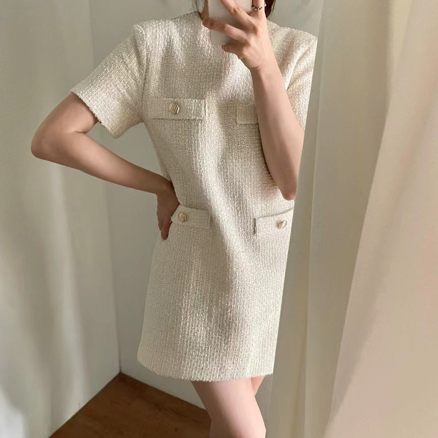 韓系四口袋小個子小香風連身裙