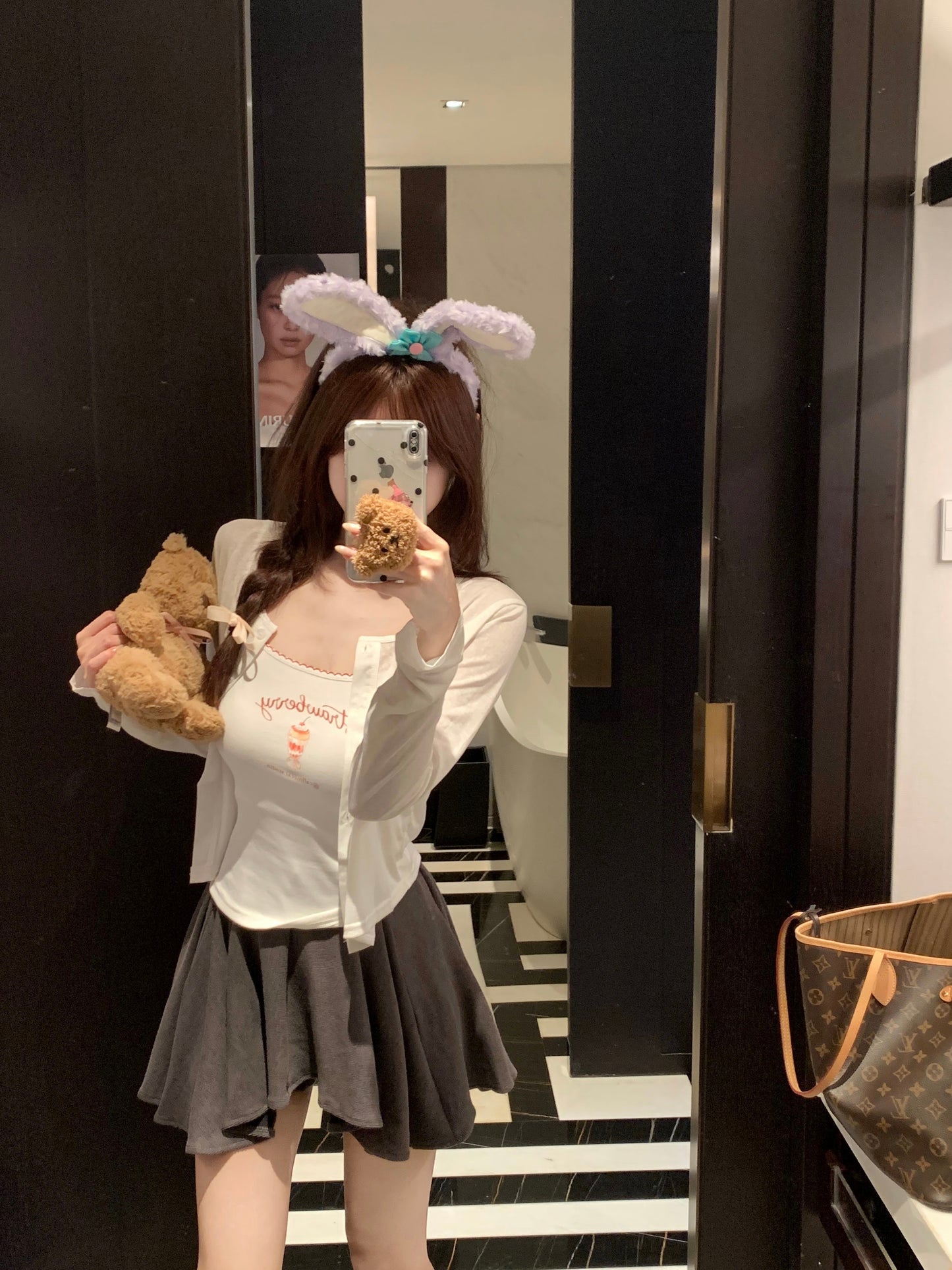 🧸花邊吊帶可愛熊背心&罩衫兩件套