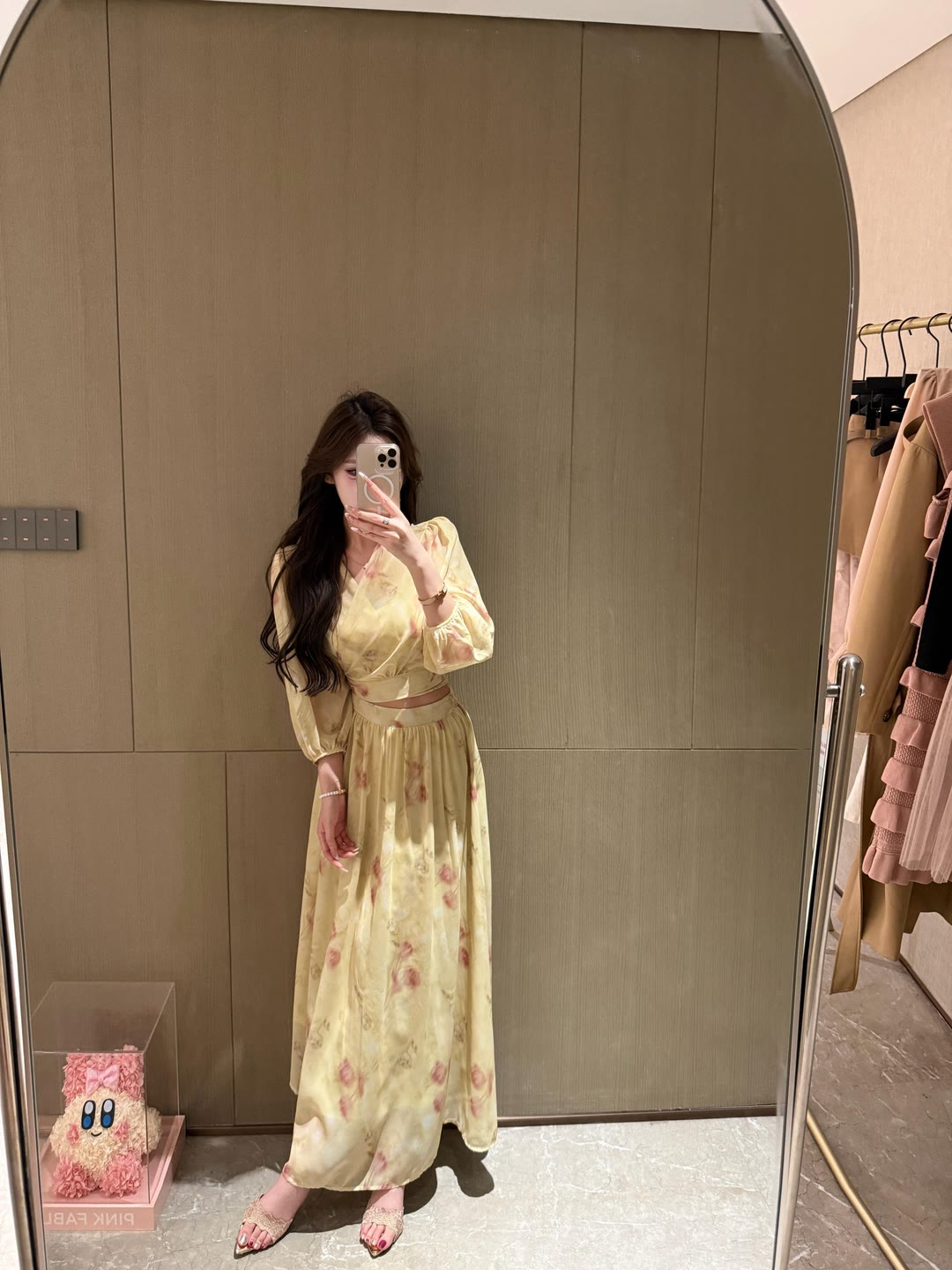 度假氣質碎花衣+顯瘦半身裙兩件套