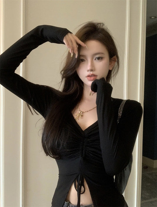 純御風抽繩收腰喇叭長袖