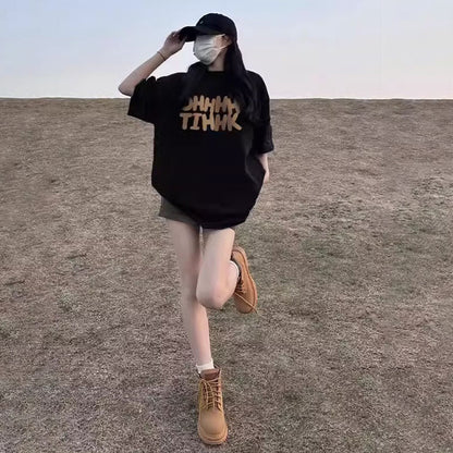💕休閒美式圓領上衣(有大尺碼)✅