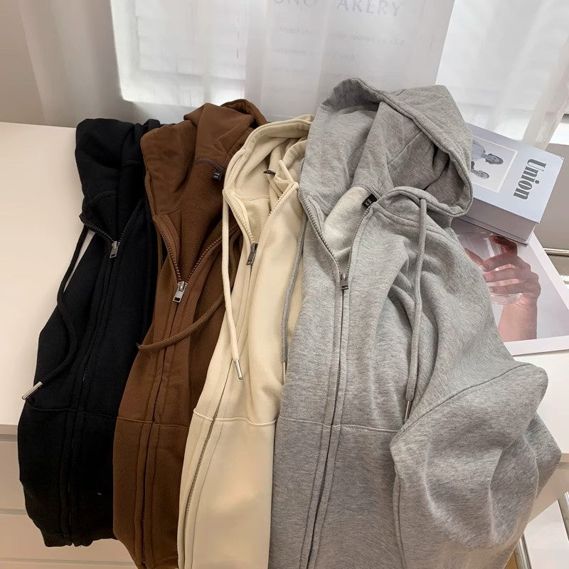 高級純色連帽百搭休閒外套