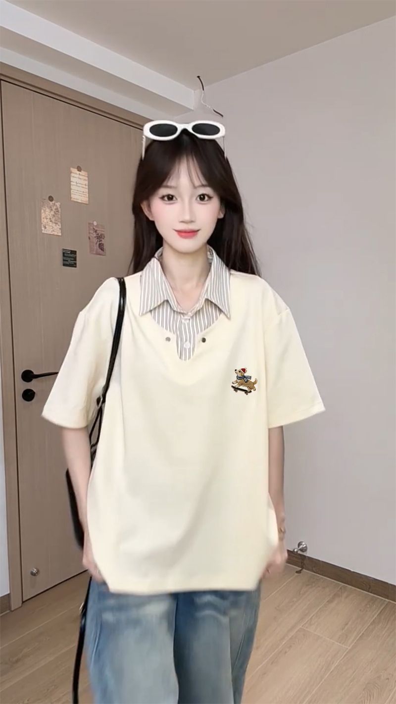 可愛溜滑板的狗狗POLO領上衣