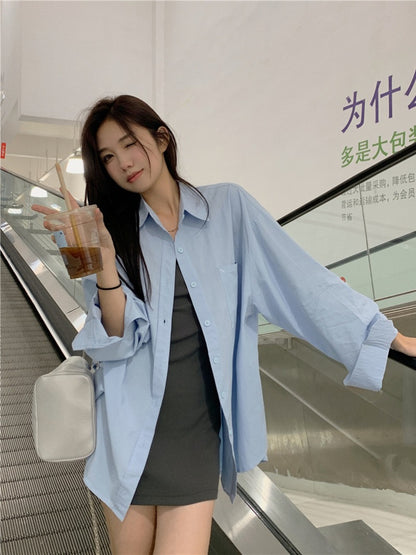 多色寬鬆休閒百搭襯衫外搭