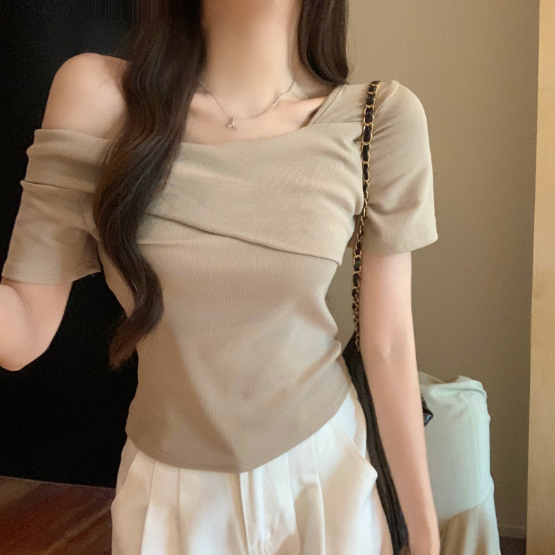 不規則一字領日常簡約上衣