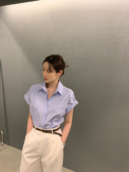 韓系chic夏季簡約寬鬆襯衫單品